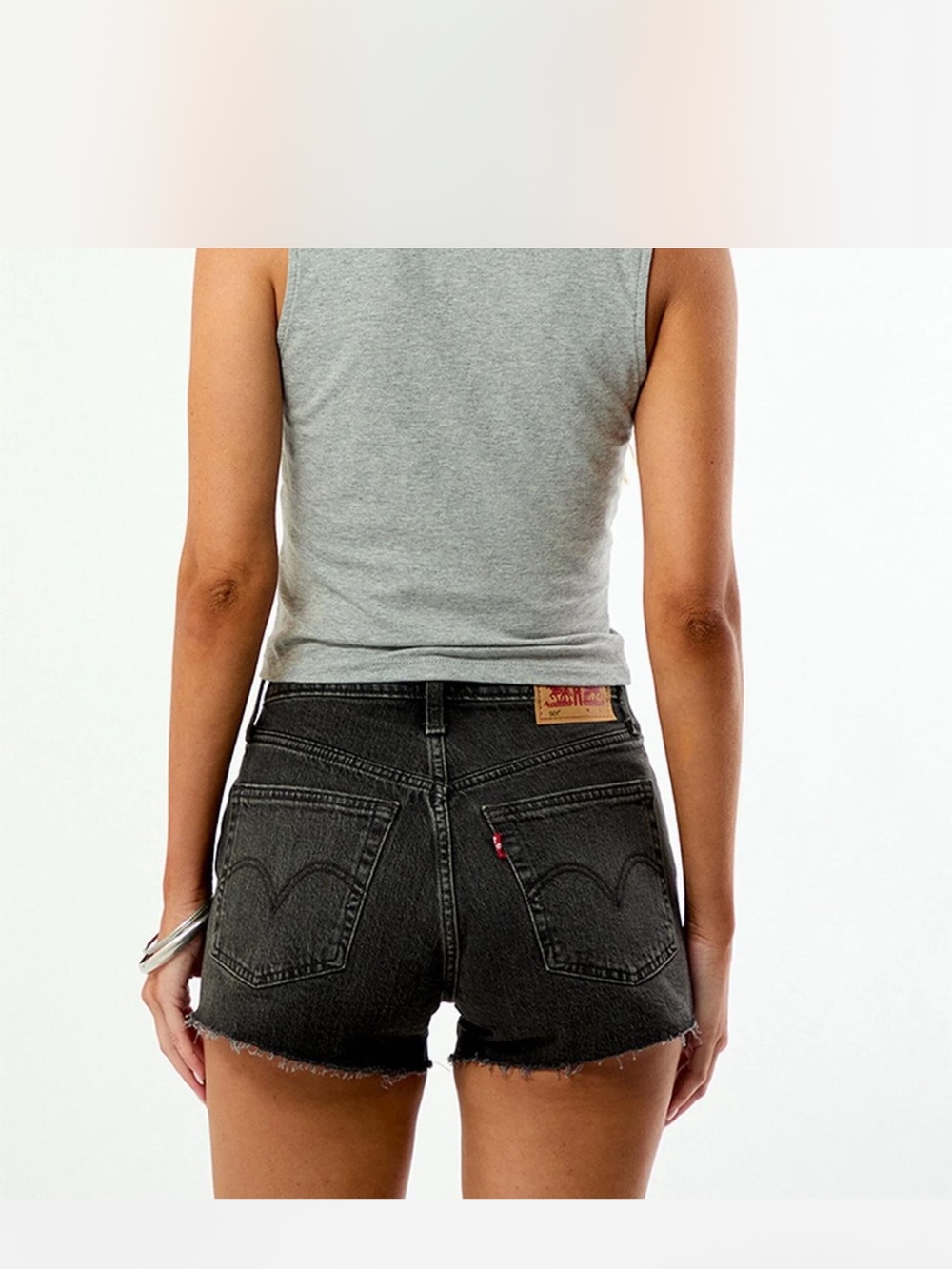 Levi's High Rise Distressed Denim Cutoff Shorts Gray Wash - Size 30 - Picture 2 of 9